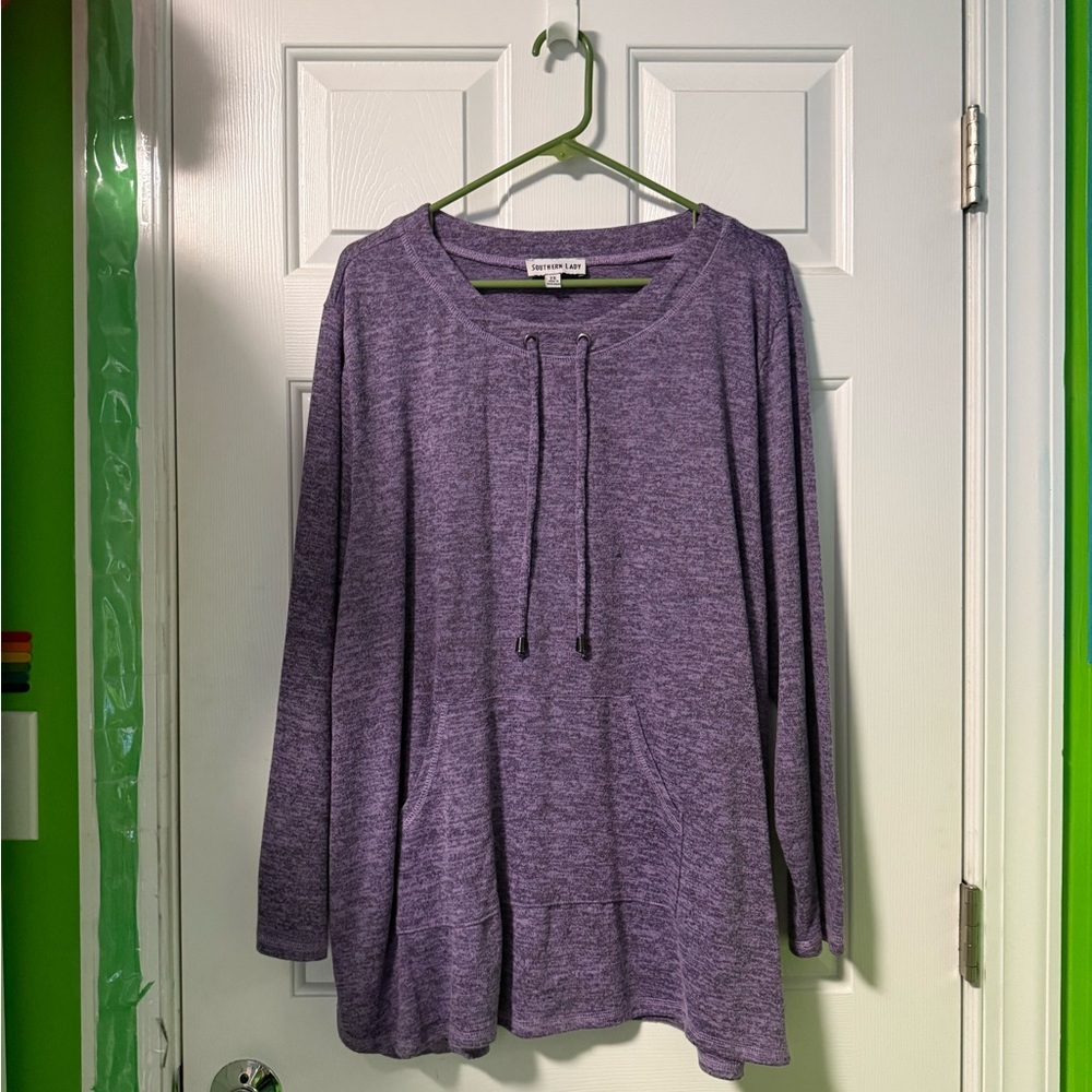 Southern Lady Kangaroo Pocket Spring Top (2X, Purple)